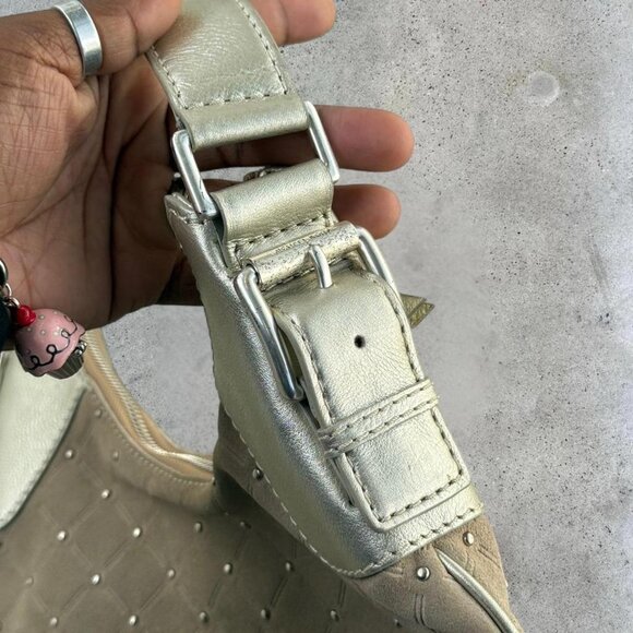 2000s suede studded shoulder bag - Picture 3 of 8